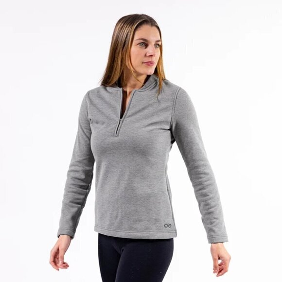 EUC Oofos  Womens Cool Down ¼ Zip Gray Top Sz L - Picture 1 of 13
